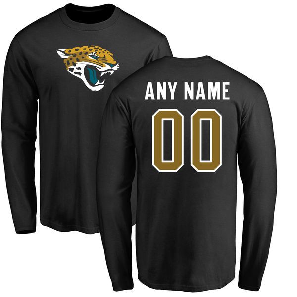 Men Jacksonville Jaguars NFL Pro Line Black Any Name and Number Logo Custom Long Sleeve T-Shirt->->Sports Accessory